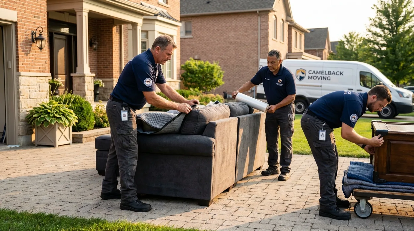 Large estate moving crew wrapping furniture in Glenwood, IL
